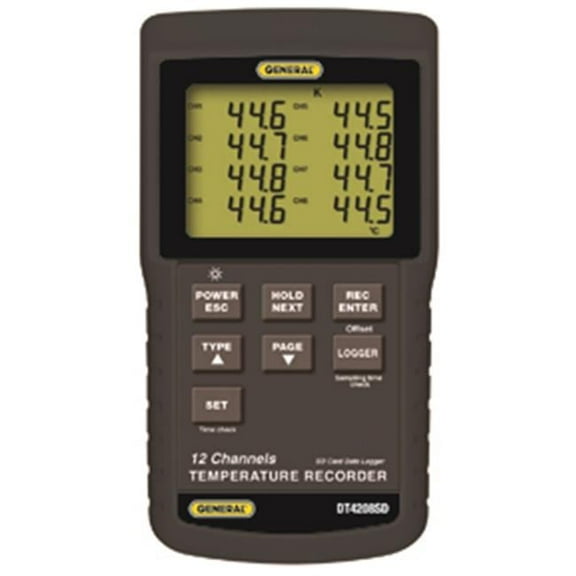 General Tools & Instruments  12-Channel Temperature Excel-Formatted Data Logging Sd Cardrder W