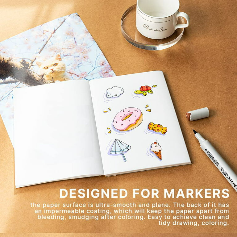 tumuarta Marker Paper Pad Sketchbook, 5.5x8.25, 72 Sheets, 144 Pages,  120GSM, 78 LB, Ideal for Alcohol Markers and Ink, Smooth Surface for Use as