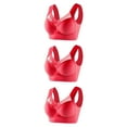thumbnail image 6 of YWDJ Full Coverage Bras for Women 3 Pack Plus Size Pull on Push up No Wire Comfort Straps Support Bralette Breathable Soft Bra for All Shapes Sagging Breasts Red 2XL, 6 of 6