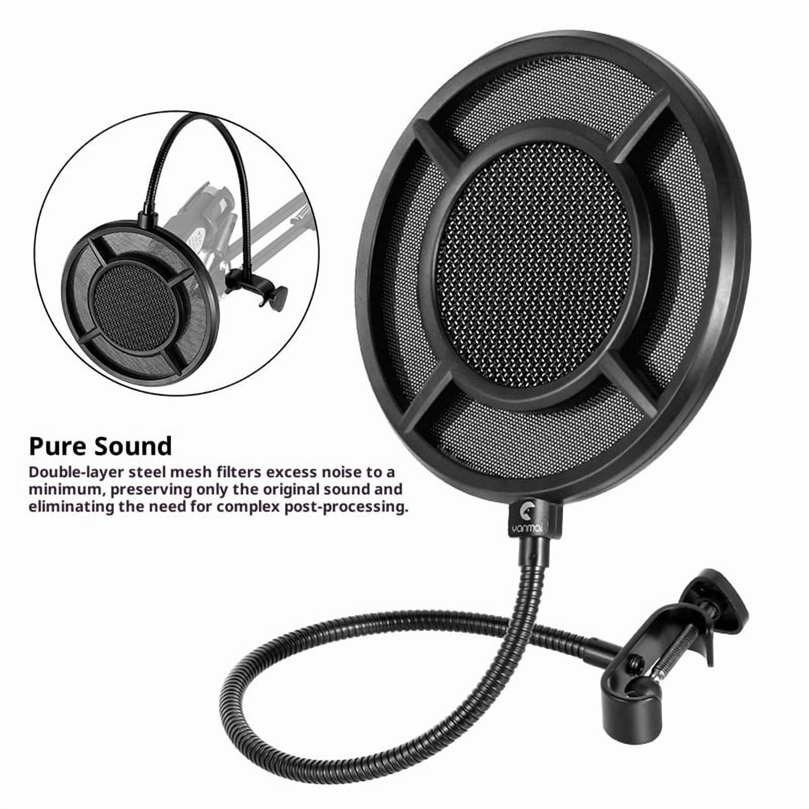 Microphone Pop Filter, Mic Pop 2 Layer Metal Mesh Mic Anti spray net for High-End Recording,Podcasting & Voiceovers