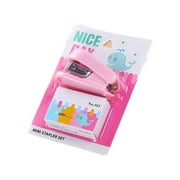SEIWEI 1 Set Mini Staplers Staple Compact Manual Stapler Student Stationery Office Supplies Pink