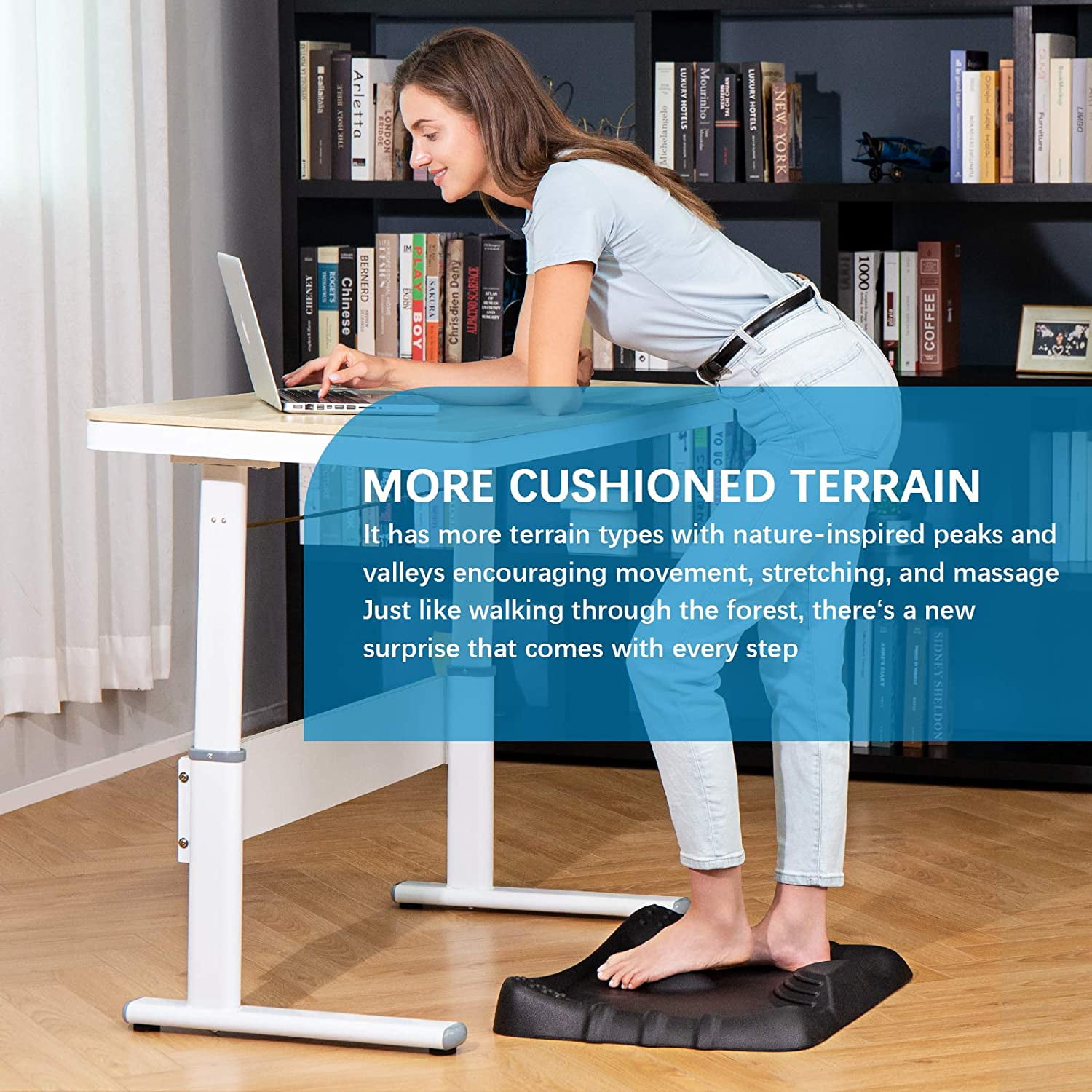  KANGAROO Thick Standing Desk Comfort Anti Fatigue Mat, Raised  Terrain Relieves Pressure, Ergonomic Stretching Massaging Durable Support  Cushion, Kitchen Office, Garage Foam Pad Accessories, Black : Office  Products