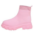 thumbnail image 2 of Women's Mid Calf Boots On Low Heel Sole Design for Everyday Casual Wear Travel Outfits and Outdoor Activities Comfortable Footwear,Color:Pink,Size:7.5, 2 of 9