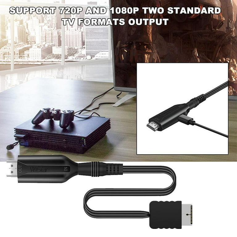 PS2 to HDMI Adapter with PS2 HDMI Cable, PS2 to HDMI Converter Support HD  1080P, Compatible with Gaming Playstation 2