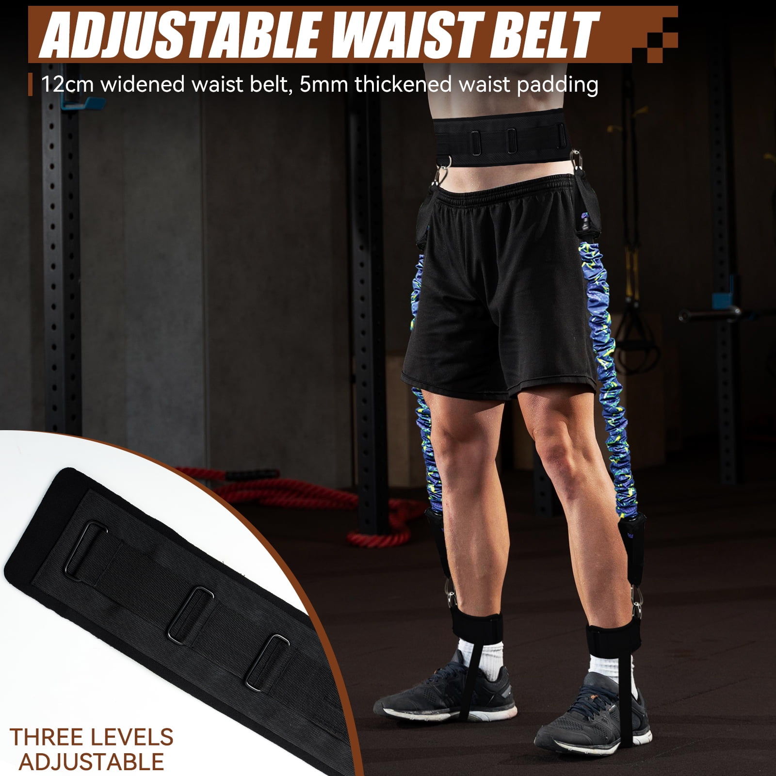 Ueasy Vertical Jumping Trainer with Adjustable Ankle Strap & Belt Horizontal Workout Equipment Leg Resistance Bands for Basketball Football Volleyball Training Equipment