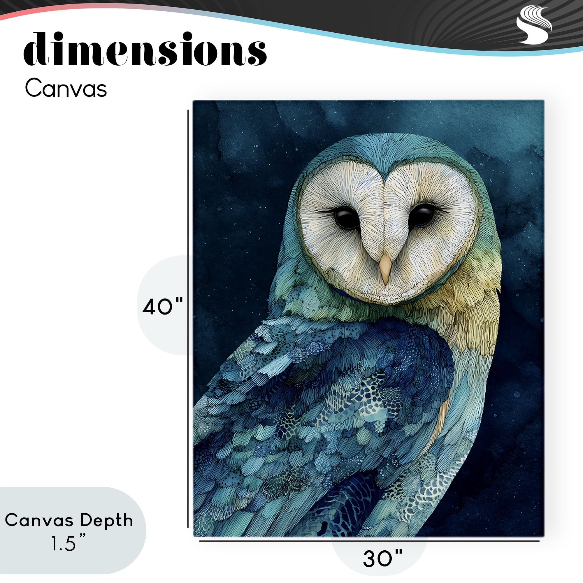 Stupell Industries Cerulean Blue Owl Canvas Wall Art, design by Franklyn Gregory