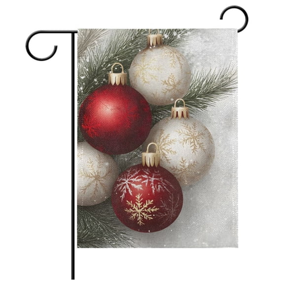 Ryvnso Christmas Balls Pattern Garden Flag 12x18 Inch Double Sided Seasonal Yard Decoration