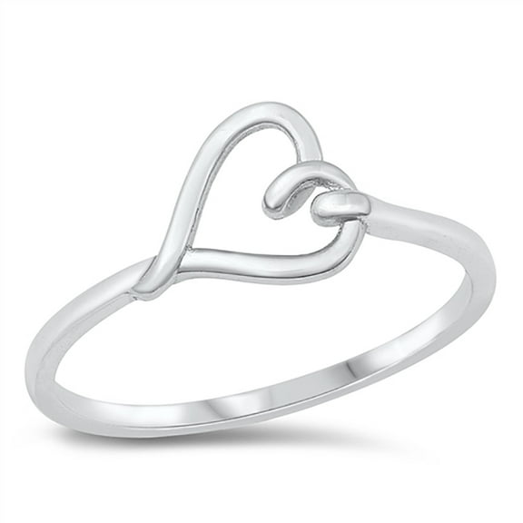 All in Stock Sterling Silver Wire Knot Heart Ring Size 7