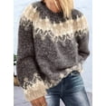 thumbnail image 3 of Female'S Fair Sweater Vintage Chunky Crewneck Long Sleeve Knit Pullover Oversized Warm Mohair Sweaters Gray M, 3 of 4