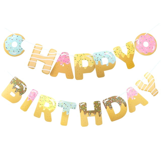 CIMAXIC party banner 2 Sets Doughnut Design Banner Party Banners (Assorted Color),5.98"X4.53"X0.02"