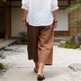 thumbnail image 6 of ROHUUQUE Women's Capri Wide Leg Pants High Waist Casual Solid Bottoms with Pockets Beach Summer 7/8 Length, 6 of 9