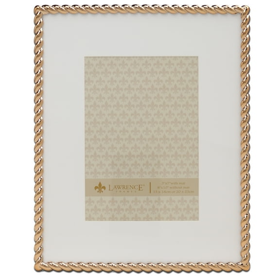 8x10 High Quality Polished Gold Cast Metal Picture Frame - Rope Design with Mat for 5x7