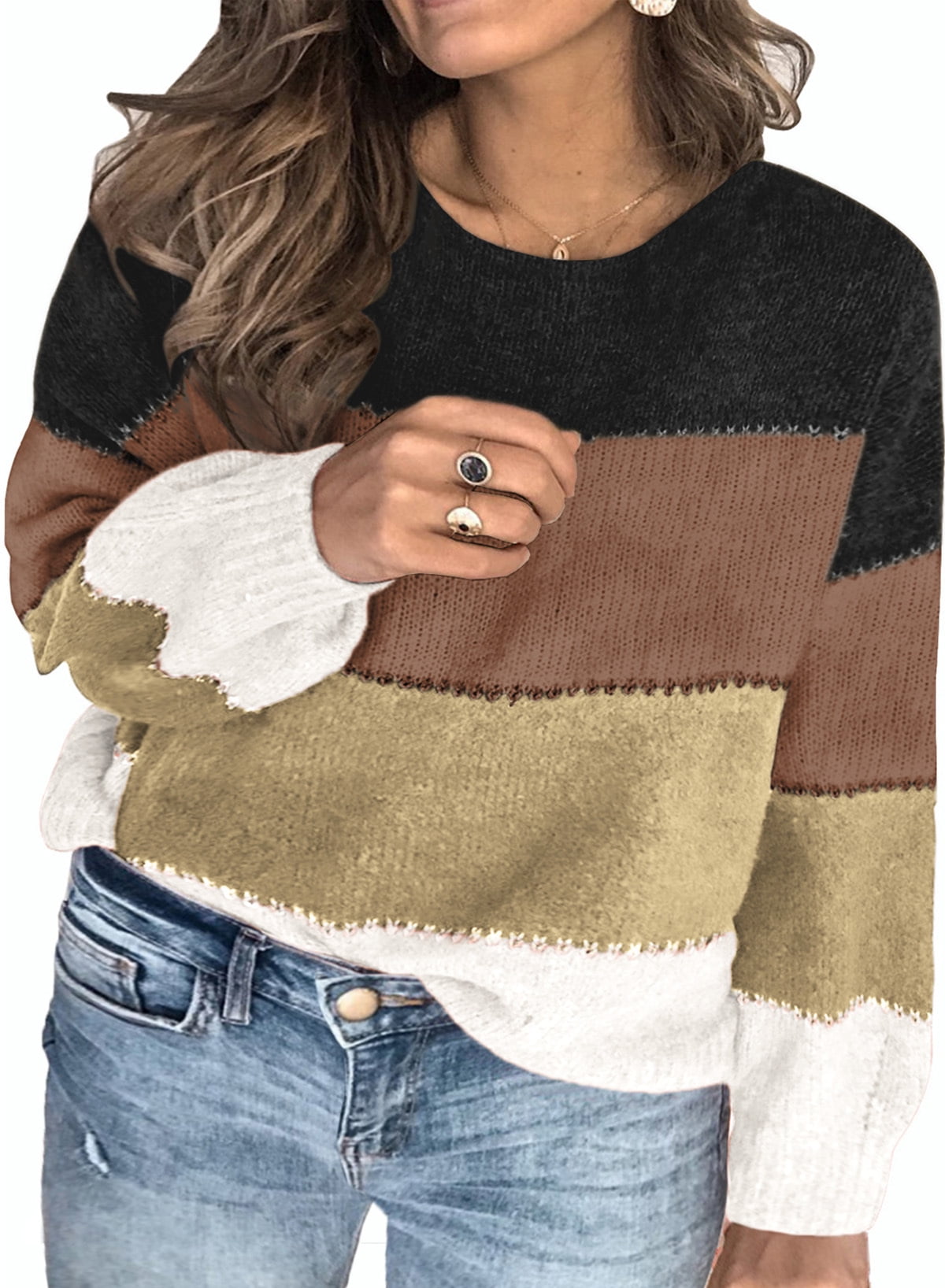 Eytino Oversize Sweater Womens Plus Size Casual Long Sleeve Crewneck ...