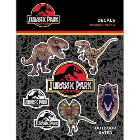 Jurassic Park Licensed Decals – Set of 7 Dinosaurs and Logos Waterproof Vinyl Stickers for Car Truck Water Bottle Laptop Skateboard – Jurassic World Stickers