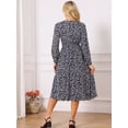 thumbnail image 5 of DARING DIVA Fall Long Sleeve Midi Floral Boho Dress L Navy blue, 5 of 7
