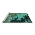 thumbnail image 2 of Ahgly Company Machine Washable Indoor Rectangle Oriental Turquoise Blue Industrial Area Rugs, 2' x 4', 2 of 4