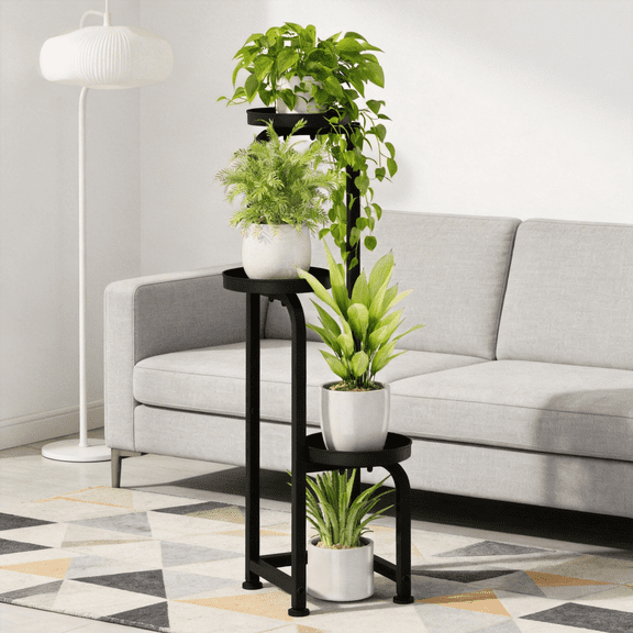 Bamworld 3 Tier Tall Metal Plant Stand Indoor Outdoor Heavy Duty Corner Shelf for Multiple Plants, Perfect for Patio, Garden, Balcony, Living Room & Bedroom Flower Pot Display