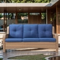 thumbnail image 5 of Gymojoy 3-Seat Wicker Outdoor Patio Sofa Sectional Couch with High Back and Deep Seat(Yellow Wicker & Blue Cushion）, 5 of 9