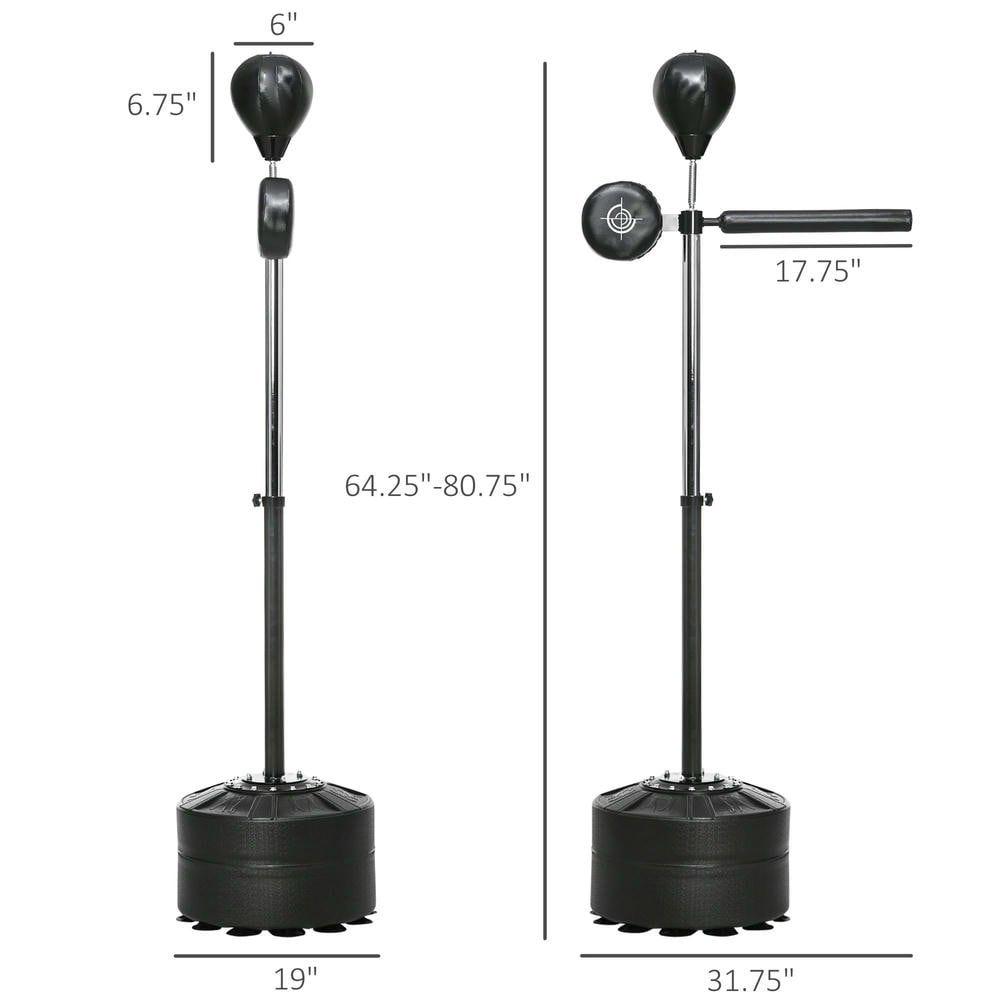 Resenkos Free-Standing Boxing Bag with Reaction Bar and Suction Cup Base, Adjustable Height - Black
