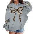 thumbnail image 2 of MUXiin Girls Sweatshirts Bowknot Trendy Cute Print Pullover Tops Preppy Back To School Casual Kids Clothes Size with Pockets, 2 of 4