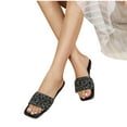 thumbnail image 4 of Quaouag Women's Rhinestone Sandals Slide Glitter Bling Casual Sandal Flat Open Toe Sparkle Slides, 4 of 4