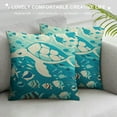 thumbnail image 3 of RUIYC Beach Decorative Throw Pillow Cover Dolphin Turtle Ocean Pillow Covers , Shell Starfish Coastal Pillow Case Square Outdoor Cushion Cover for Patio Home Decor, 3 of 5