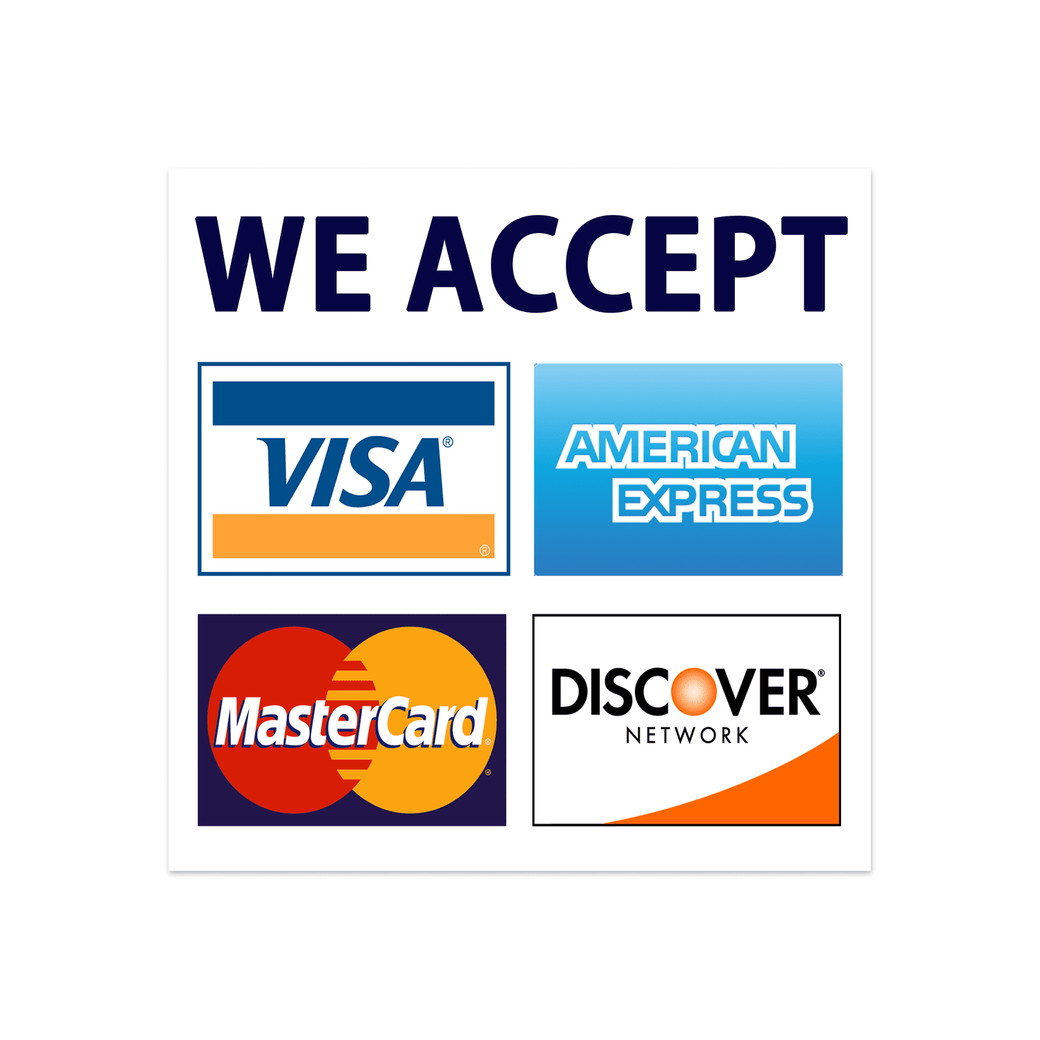 Sign Adhesive Sticker Notice All Credit & Debit Cards Accepted Visa MasterCard*