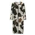 thumbnail image 4 of Xoenoiee Brown Cow Pattern Womens Long Sleeve Nightgowns Zipper Robes Halloween Full Length Nightgown Soft House Coat Comfy Sleepwear Loungewear, Size L, 4 of 7