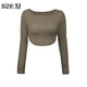 thumbnail image 2 of Camiseta informal de punto con cuello barco y manga larga para mujer, 2 of 6