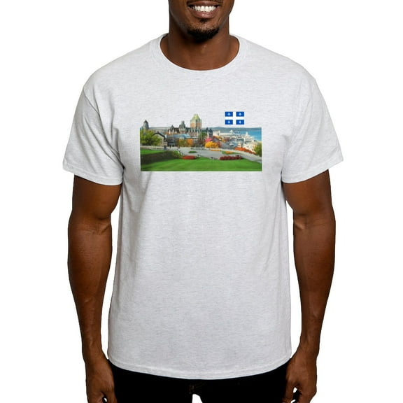 CafePress - Old Quebec Pano With One Flag Light T Shirt - Men's Classic Graphic T-Shirt