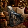 thumbnail image 3 of Black Bears on Mountain Overlook with Waterfall Valley, Serene Wildlife Scene for Bear Lovers, Warm Flannel Blanket for Cabin and Lodge, Father's Day Gift, Rustic Home Decor, 3 of 7