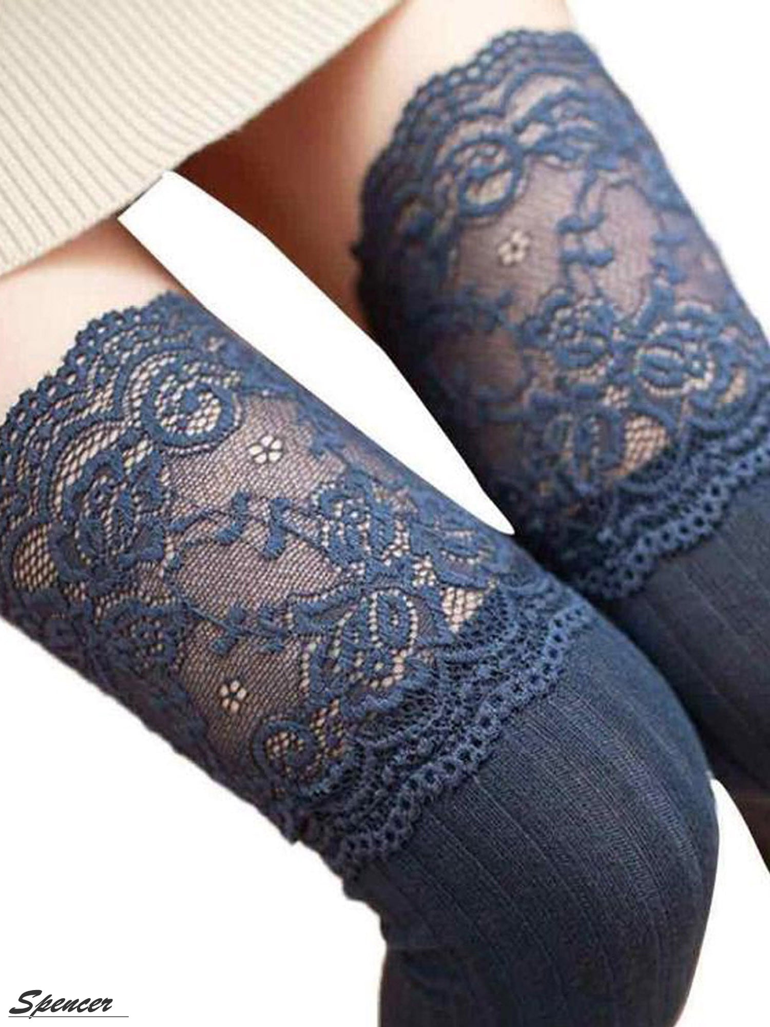 Spencer Women's Cotton Knit Thigh High Socks Over the Knee Thigh High