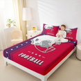 thumbnail image 4 of Feelyou Modern Rugby Football Full Size Sheets, Cartoon Soccer Helmet Bed Sheets, Red Navy Abstract Stripes Sheet Sets, Breathable Home Decor, 4-Piece, 4 of 7