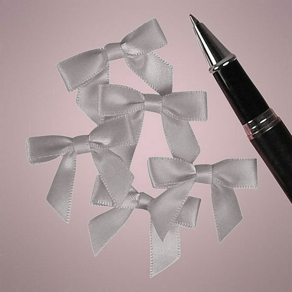 Mini Silver Satin Bows - 1 3/8 in. x 1in. - 50 Pack (601399)
