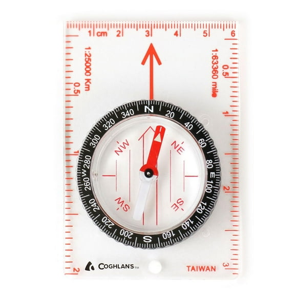 Coghlan's Map Compass with Rotating, Liquid-Filled Housing and See-Through base, Scales: mm, in, km, and mi