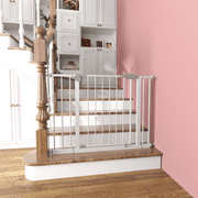 27.6" Height Tall Freestanding Pet Gate, 4 Panels Foldable Dog Gate, Solid Wood Folding Safety Fence Wooden Dog Gate with 2 pcs Support Feet Ideal for Stairs, Doorways, Halls, Kitchens, Heavy Duty Gat