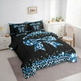 thumbnail image 3 of Homewish Cute Blue Bowtie Bedding Comforter Set 7pcs for Children Teens,Kawaii Ribbon Bow Knot Queen Bedding Sets Super Cozy,Abstract Cheetah Print Queen Sheet Sets,Microfiber Bedroom Decor, 3 of 8
