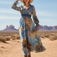 thumbnail image 2 of Enjoytime Dress for Women Printed Long Sleeve V-Neck Maxi Dresses Spring Casual Flowy Boho Travel Vacation Dress, 2 of 7