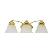 Satco Products B439799 21 in. 60-350 Empire 3 Light - Vanity with Alabaster Glass Bell Shades - Polished Brass