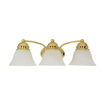 Satco Products B439799 21 in. 60-350 Empire 3 Light - Vanity with Alabaster Glass Bell Shades - Polished Brass