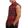thumbnail image 3 of Bxsruta Men's Sleeveless Plaid Button Down Shirt Casual Frayed Edge Lapel Tank Top for Daily Wear, 3 of 8