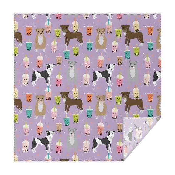 Boxer Dog Pitbull Terriers Dog and Drinks Square Tablecloth,Waterproof Square Table Cover,Wipeable Spillproof Washable Table Cover for Home Kitchen Party Decor 42"X42"(107x107cm)