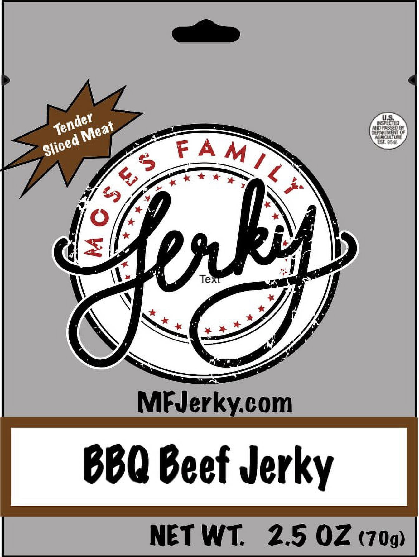 Moses Family Jerky, BBQ Beef Jerky, 2.5 Ounce (Pack of 4), Tender Sliced Meat
