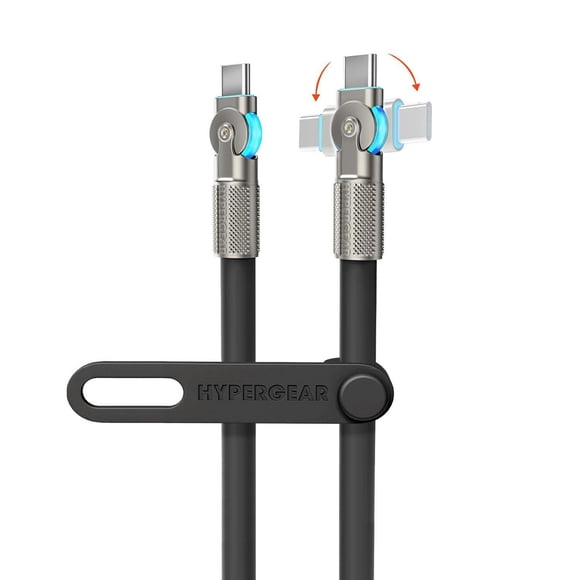 Cable Datos HYPERGEAR USB-C a USB-C 100W giratorio 180 grados Negro Universal