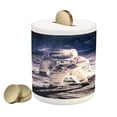 thumbnail image 1 of Outer Space Piggy Bank, Moon Spaceman on the Surface of Orbit Background Cosmos Galaxy Solar Photo, Ceramic Coin Bank Money Box for Cash Saving, 3.6" X 3.2", Brown Blue, by Ambesonne, 1 of 4