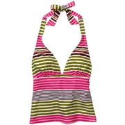 Women's Plus Stripe Halter Tankini Top