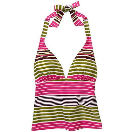 Women's Plus Stripe Halter Tankini Top