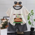 thumbnail image 2 of Toddler Clothes for Boys Baby 2PCS Shorts Set Kids Unisex Spring Summer Cotton Color Block Printed Short-sleeved Basketball 1t 2t 3t 4t 5t 6t Tops+Shorts Outfits Two Pieces, 2 of 5