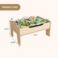 thumbnail image 4 of 78Piece Train Table, Multipurpose Wooden Toy Activity Playset for Children w/Tracks and storage, Reversible Top - Natural, 4 of 8