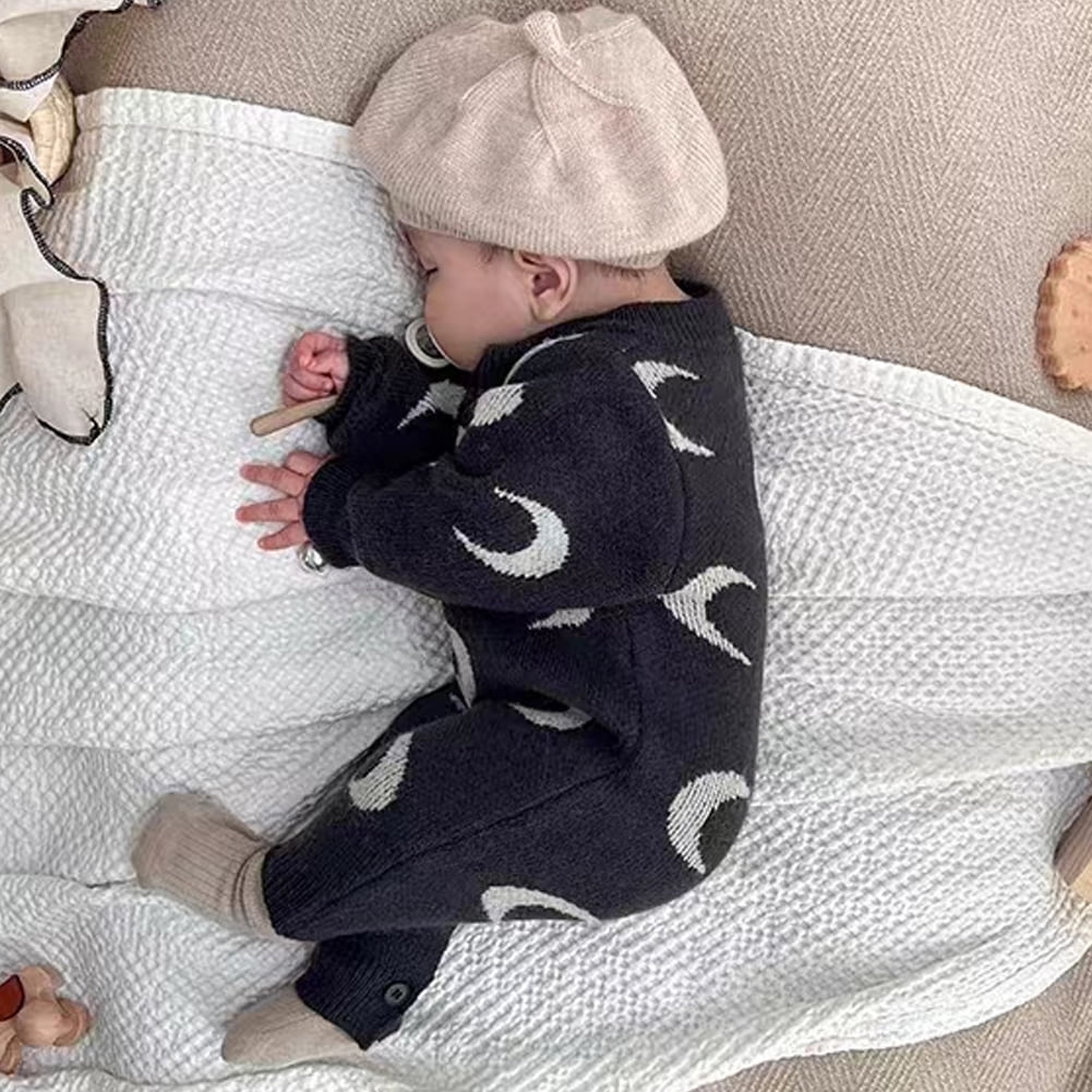 Qudder Infant Baby Knitted Bodysuit Girls Boys Onesies Printing Romper Outerwear Fall Winter Cozy Toddler Jumpsuit for 3 Months-3 Years